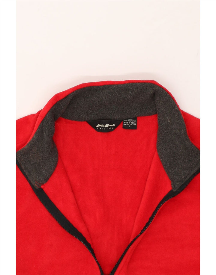 EDDIE BAUER Mens Zip Neck Fleece Jumper Large Red Polyester | Vintage Eddie Bauer | Thrift | Second-Hand Eddie Bauer | Used Clothing | Messina Hembry 
