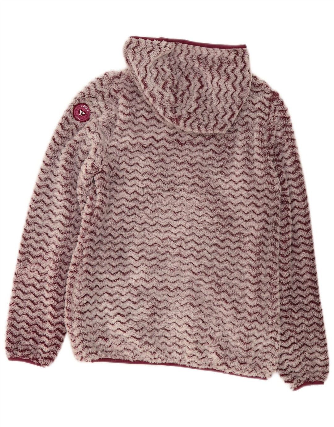 Avirex Veste polaire à capuche pour femme UK 12 Medium Bordeaux Chevron Polyester
