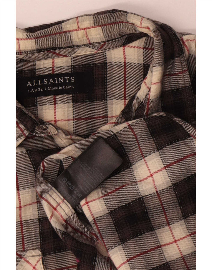 All Saints Chemise Flanelle Homme Grand Carreau Noir Coton