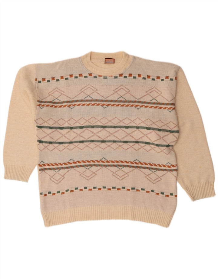 Bernardi Pull col rond pour homme XL Blanc cassé rayé