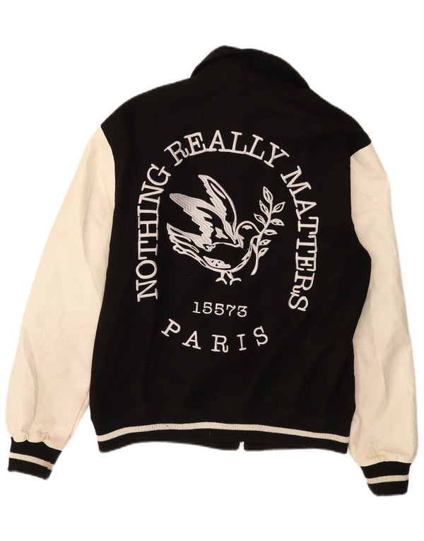 Pull & Bear Veste Paris Varsity Homme UK 38 Medium Noir Colorblock
