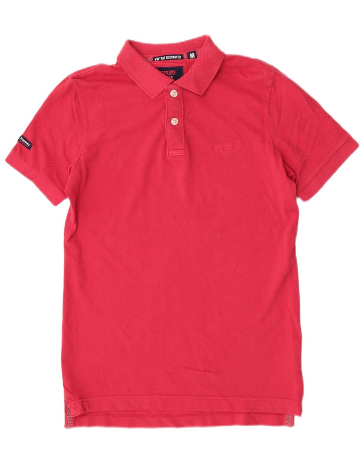 Superdry Polo à Manches Courtes Homme Rose Moyen Coton