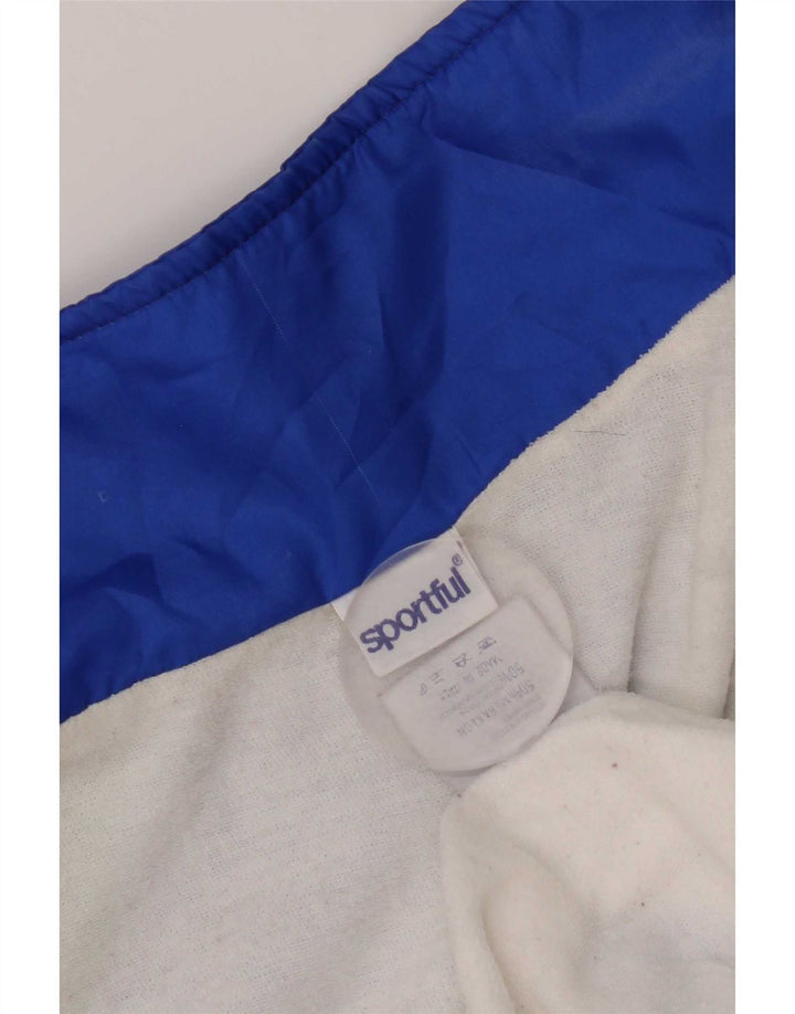 vintage Mens Survêtement Top Veste XL Bleu Géométrique Polyester