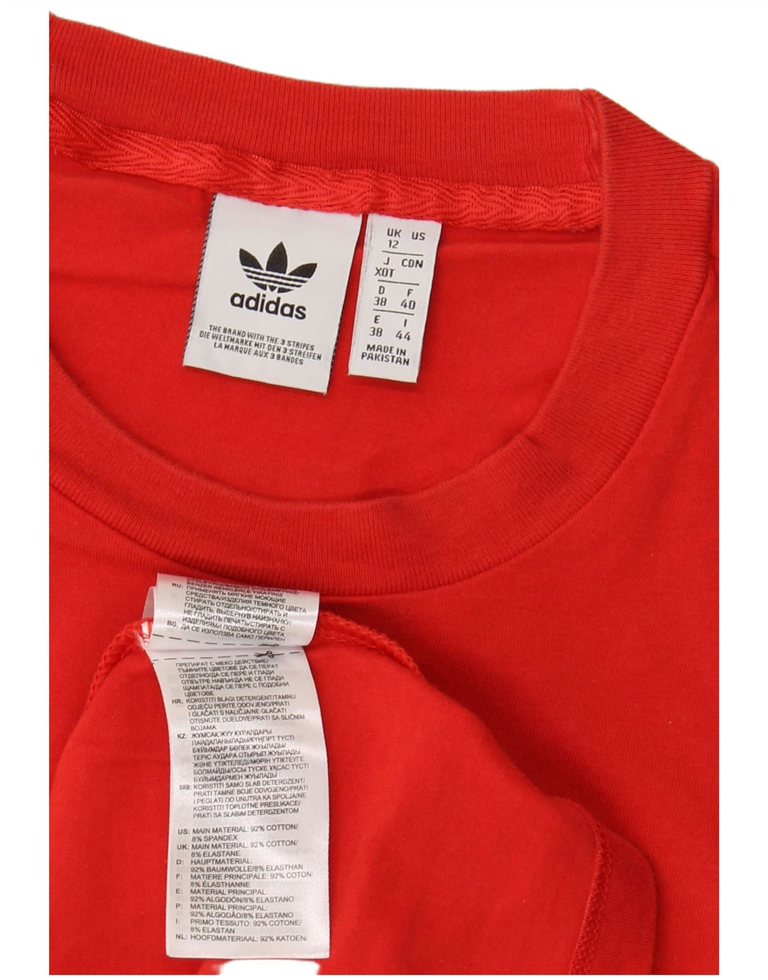 ADIDAS T-shirt graphique pour femme UK 12 en coton rouge moyen