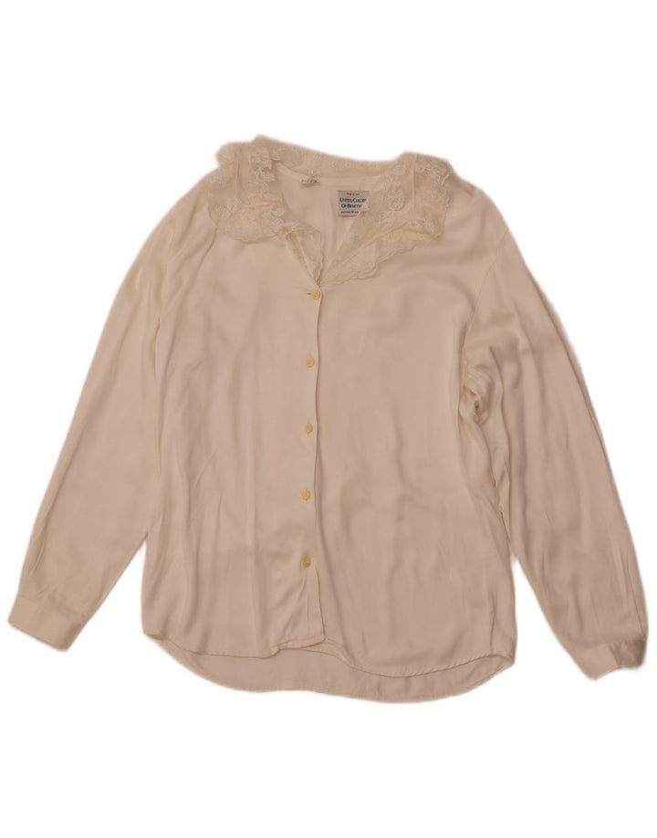 BENETTON Femme Chemisier IT 44 Viscose Blanc Cassé Moyen