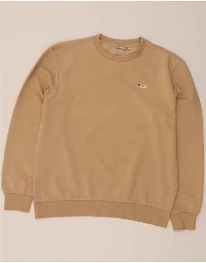 FILA Mens Sweatshirt Jumper Medium Beige Cotton Vintage Fila and Second-Hand Fila from Messina Hembry 