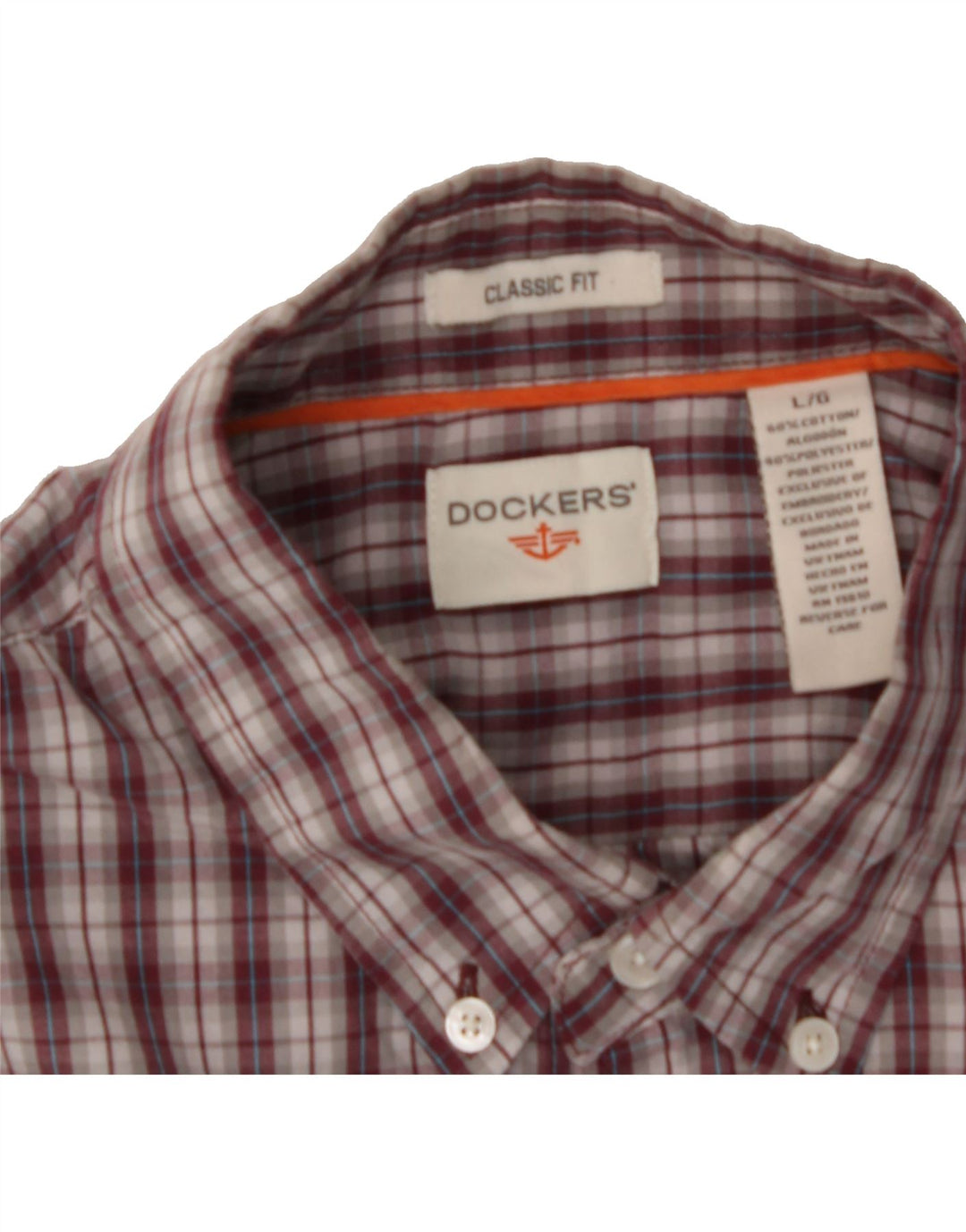DOCKERS Mens Classic Fit Shirt Large Red Check Cotton Vintage Dockers and Second-Hand Dockers from Messina Hembry 