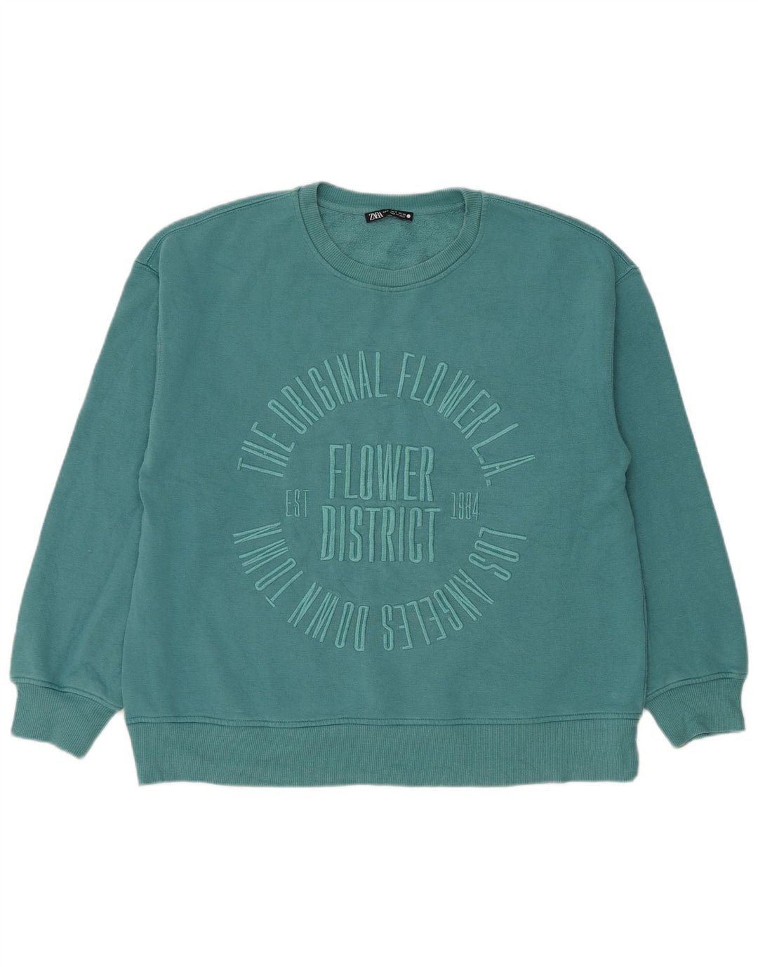 Zara Sweat-shirt surdimensionné graphique pour femme UK 10 Petit coton bleu