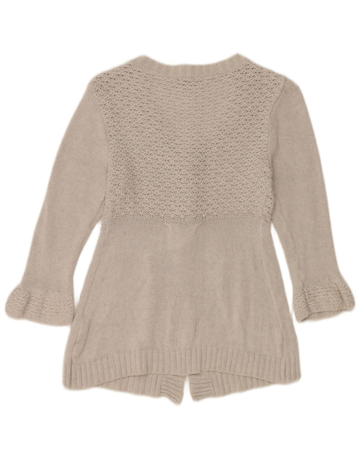 Zara Womens Cardigan à manches 3/4 Pull UK 10 Petit Gris Coton