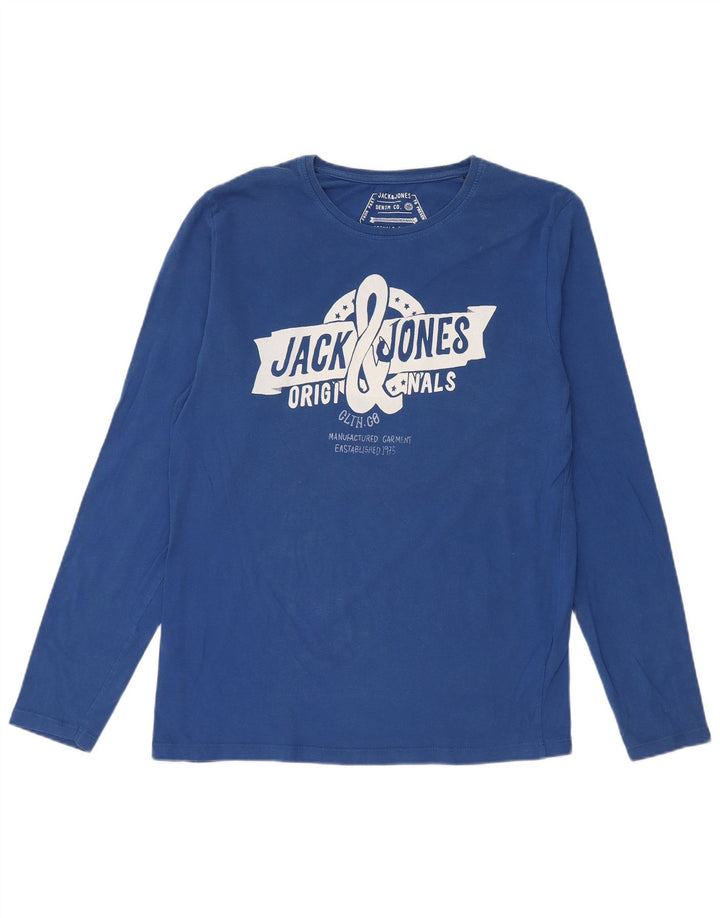Jack & Jones Haut graphique à manches longues pour hommes en coton bleu moyen