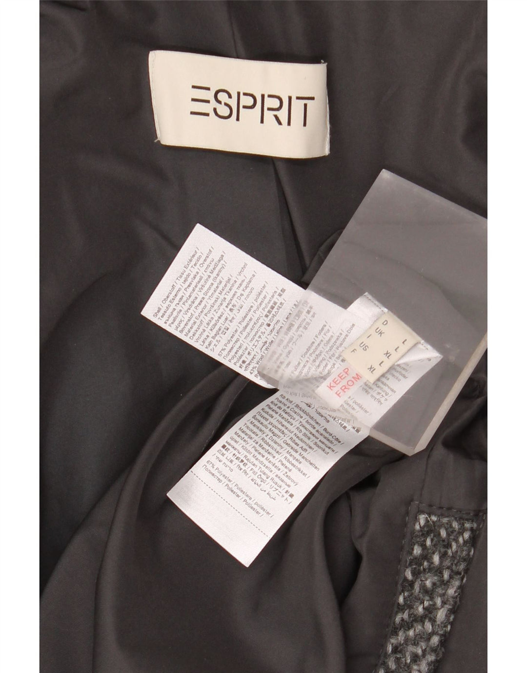 Esprit Manteau à capuche pour femme UK 16 Large Gris Moucheté Polyester