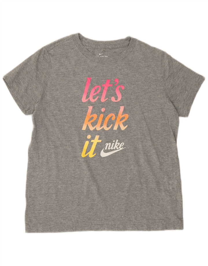 NIKE T-shirt graphique pour femme UK 18 XL Gris Coton