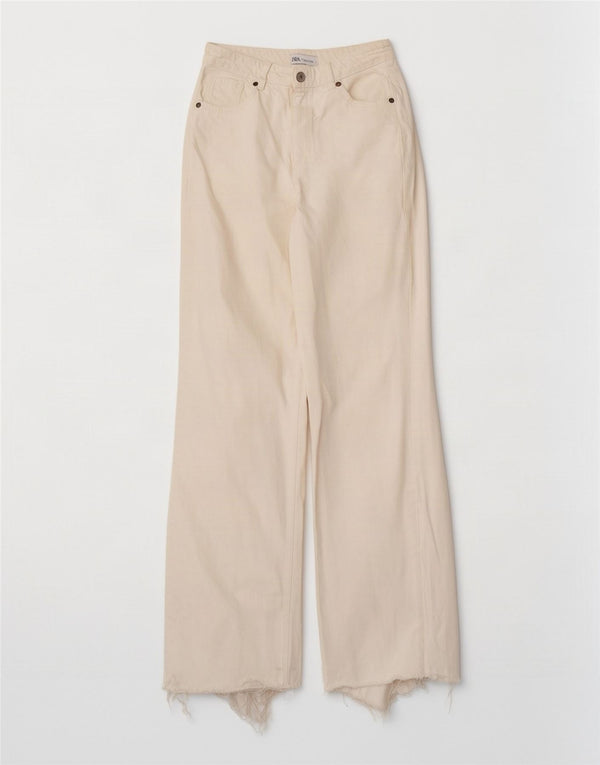 Zara Jean taille haute jambe large pour femme EU 36 XS W26 L34 Blanc