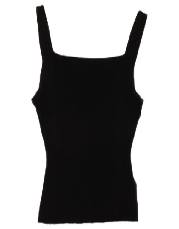 Zara Femme Crop Cami Top UK 12 Medium Noir Viscose