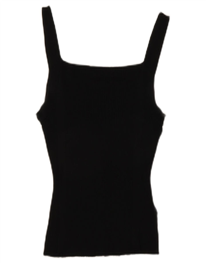 Zara Femme Crop Cami Top UK 12 Medium Noir Viscose
