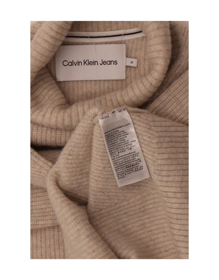 Calvin Klein Jeans Pull Col Roulé Homme Beige Moyen Laine