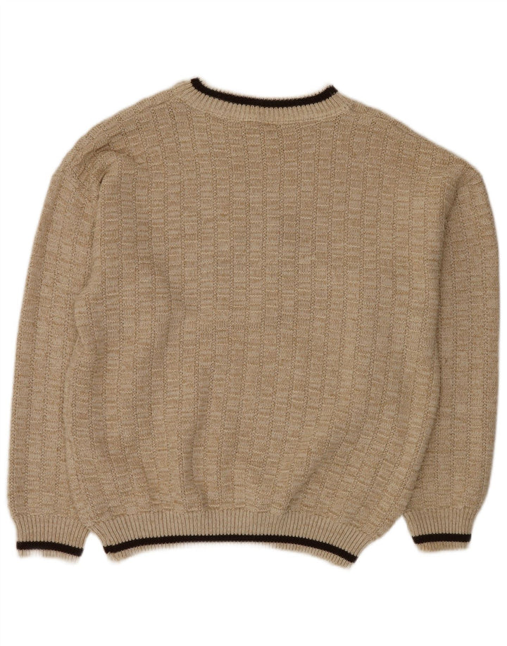 VINTAGE Pull graphique à col rond pour homme IT 52 XL Beige Polyacrylique