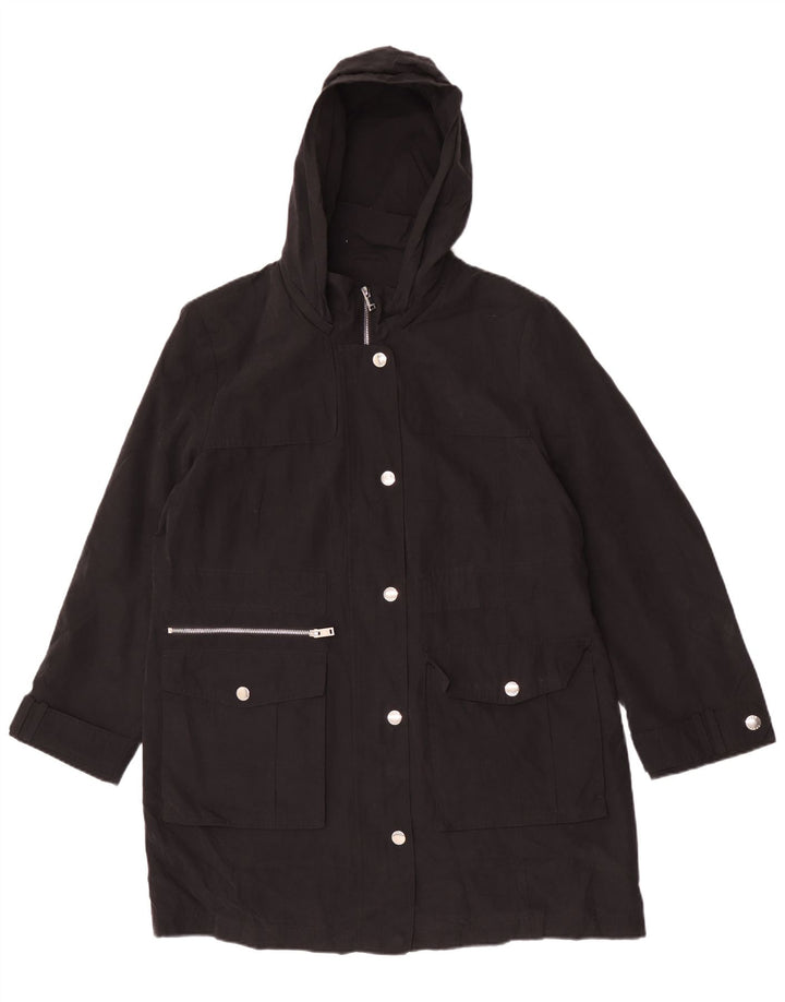 Dkny Manteau imperméable à capuche pour femme UK 18 XL Noir Polyester