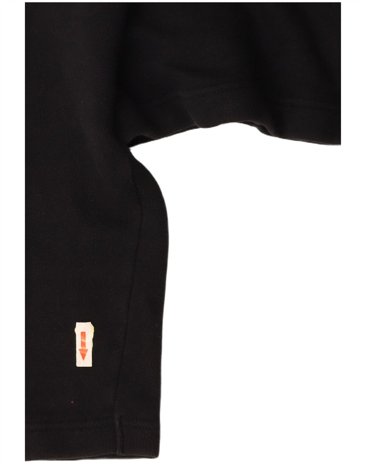 BENETTON Polo court graphique surdimensionné pour femme UK 10 Small Noir