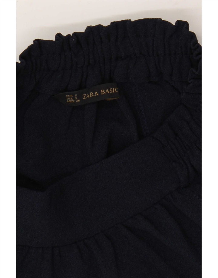 Zara Femme Jupe Évasée Small W26 Bleu Marine Polyester