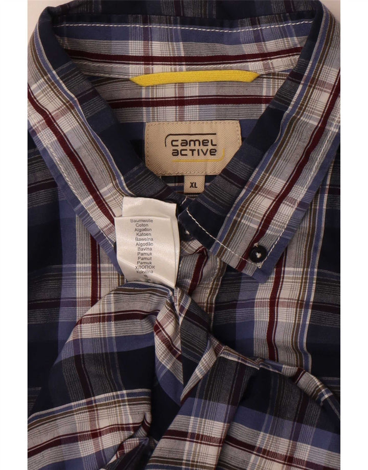 Chemise Homme Camel Active XL Bleu Marine Plaid Coton