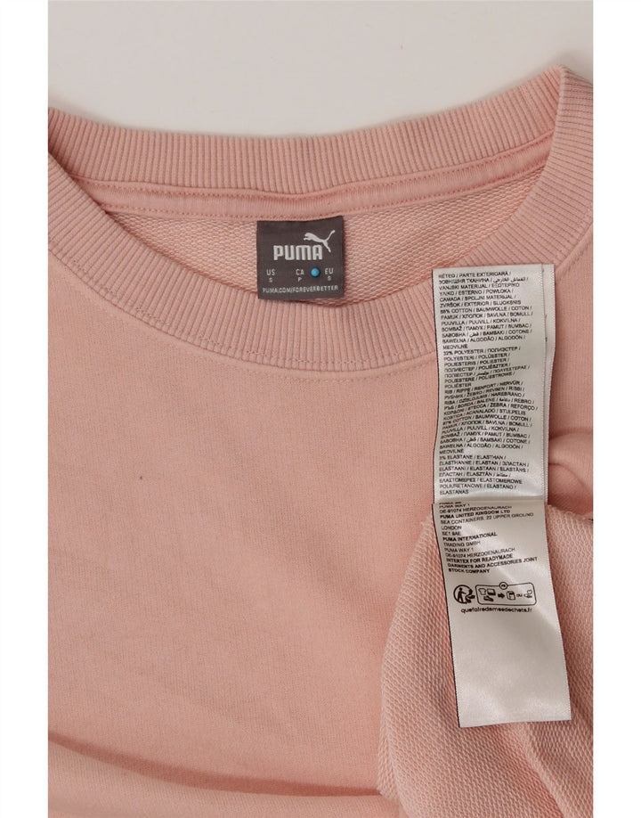 PUMA Sweat-shirt court surdimensionné pour femme UK 10 Petit coton rose