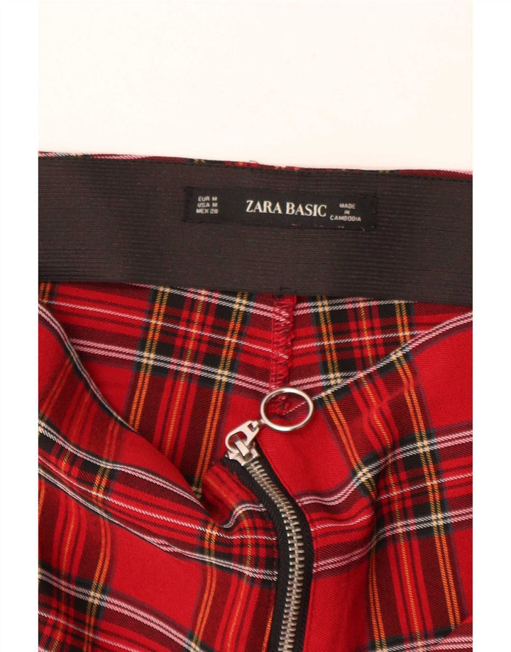 Zara Pantalon court skinny pour femme Medium W28 L26 Rouge à carreaux