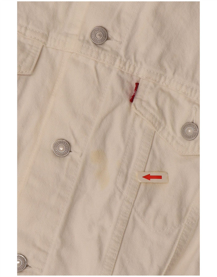 LEVI'S Gilet court en denim pour femme UK 16 Grand coton blanc