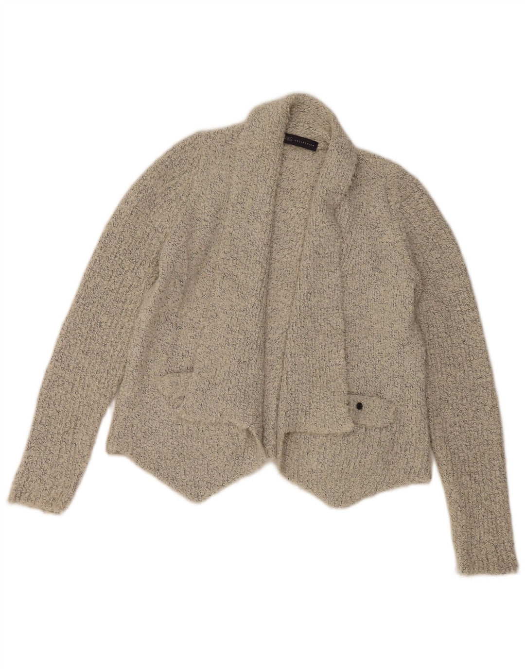 Marks & Spencer Pull cardigan ouvert court pour femme UK 14 Gris moyen moucheté