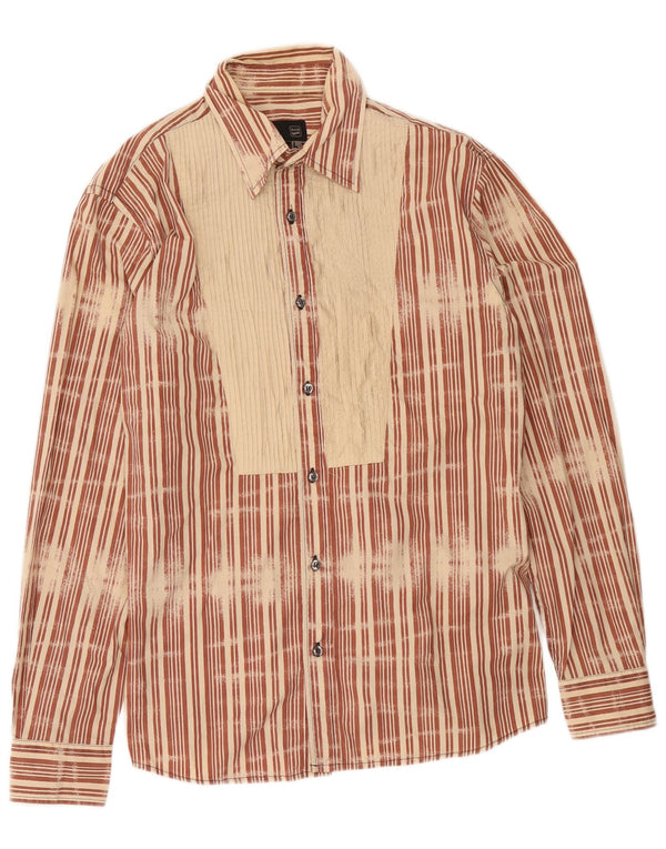 Chemise Homme Gas Large Coton Rayé Marron