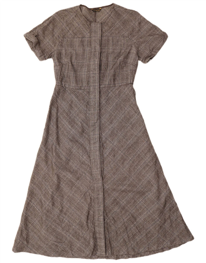 Massimo Dutti Robe trapèze pour femme EU 40 laine pied-de-poule gris moyen