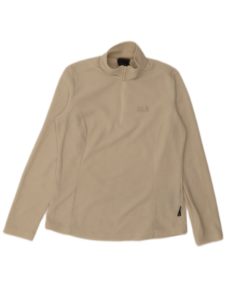 Jack Wolfskin Pull polaire à col zippé pour femme UK 12 Beige moyen Polyester