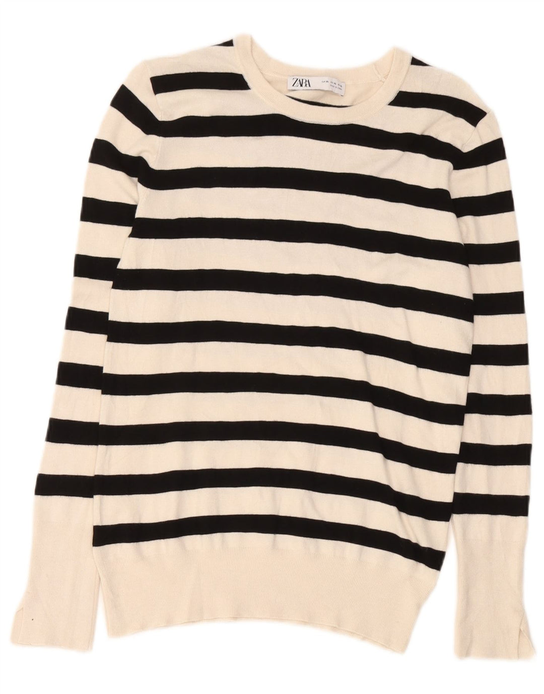 Zara Femme Chemisier Top UK 18 XL Blanc Rayé