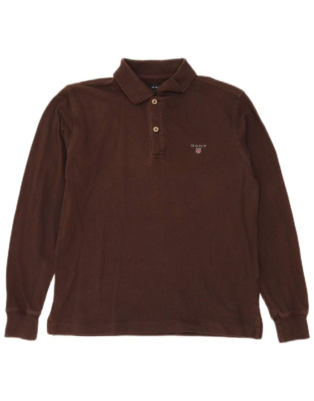 GANT Polo à manches longues pour garçon 11-12 ans XL Marron Coton