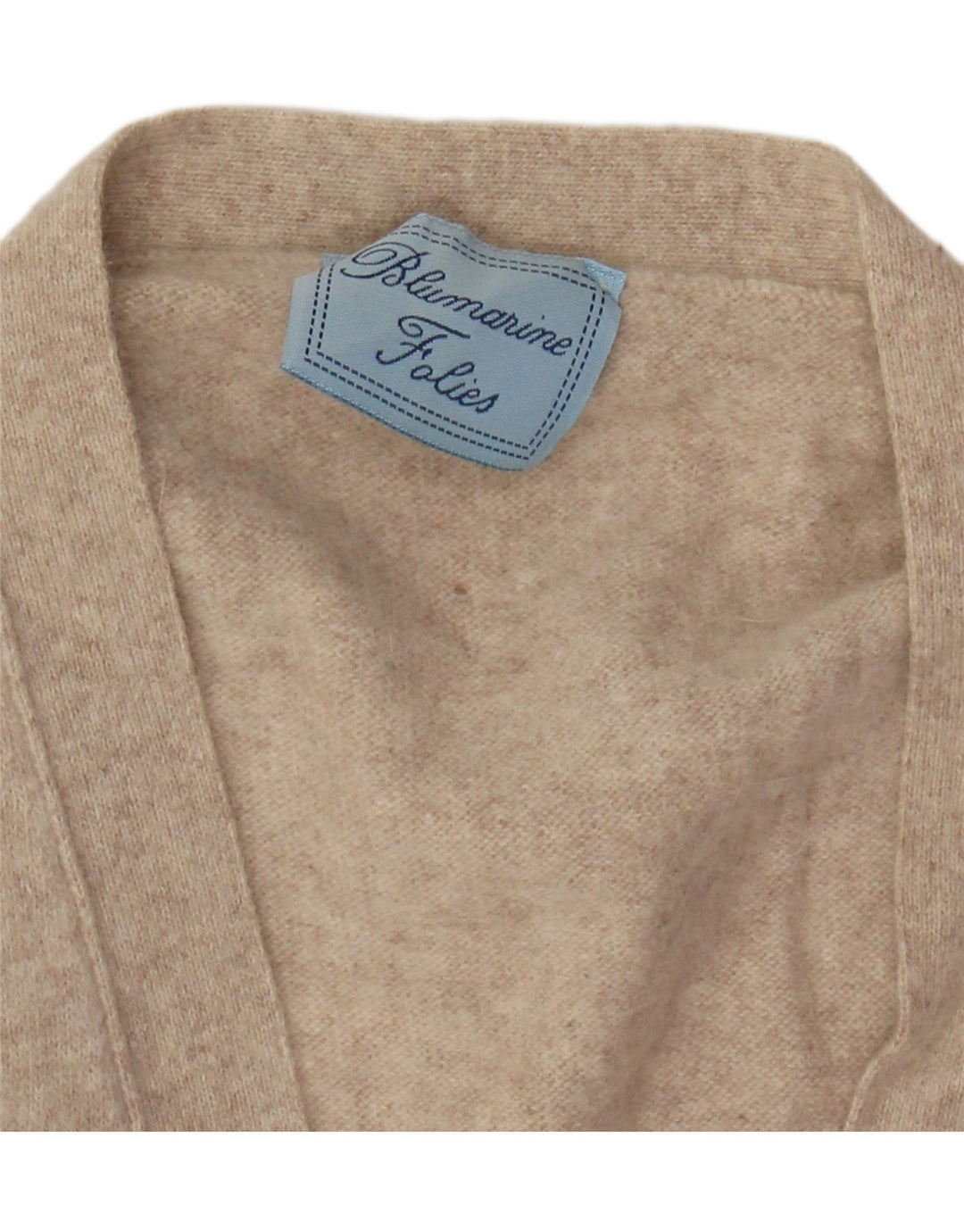 BLUMARINE Pull Cardigan sans Manches Femme IT 46 Grande Laine Beige