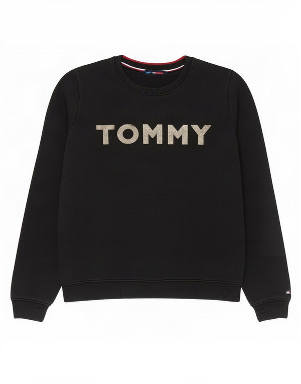 Tommy Hilfiger Sweat-shirt graphique pour femme UK 14 en coton noir moyen