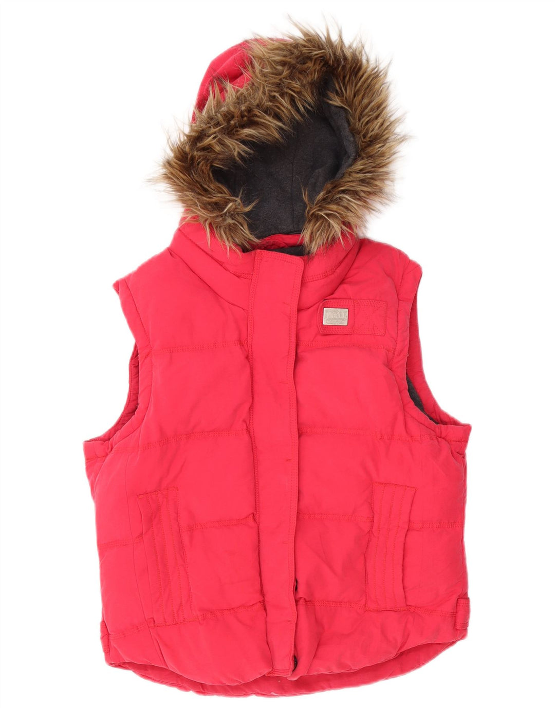 SUPERDRY Gilet rembourré à capuche pour femme UK 16 Large Rose Coton