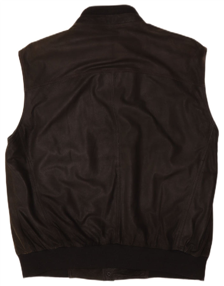 Striwa Gilet en cuir pour homme IT 58 4XL Cuir noir