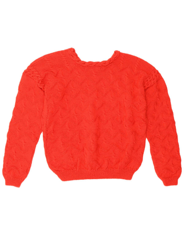 vintage Womens Crew Neck Jumper Pull UK 14 Grand Rouge