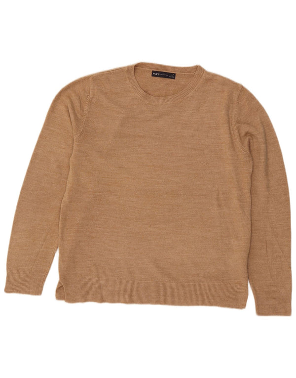 Marks & Spencer Pull à col rond pour femme UK 14 Acrylique beige moyen