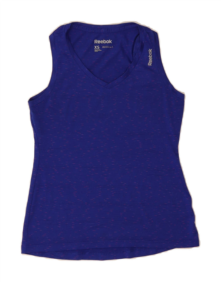 REEBOK Womens Vest Top UK 8 Small Blue Flecked Polyester Vintage Reebok and Second-Hand Reebok from Messina Hembry 