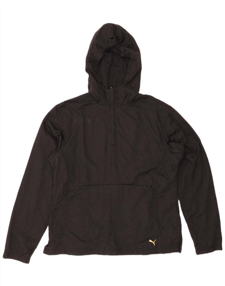 PUMA Veste Anorak à capuche pour femme UK 14 Large Noir Nylon