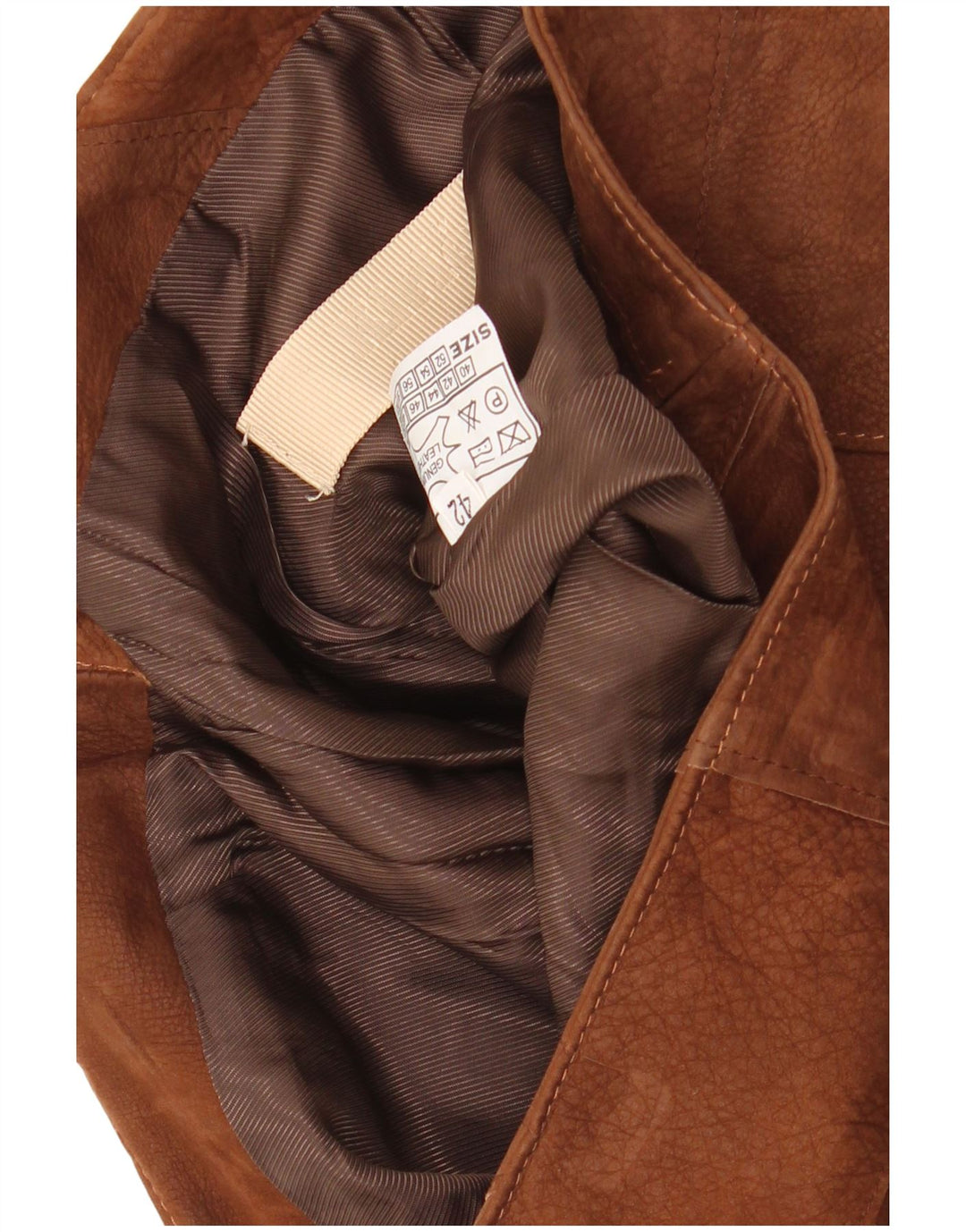 VINTAGE Jupe en cuir femme IT 42 Medium W30 Marron Patchwork Cuir