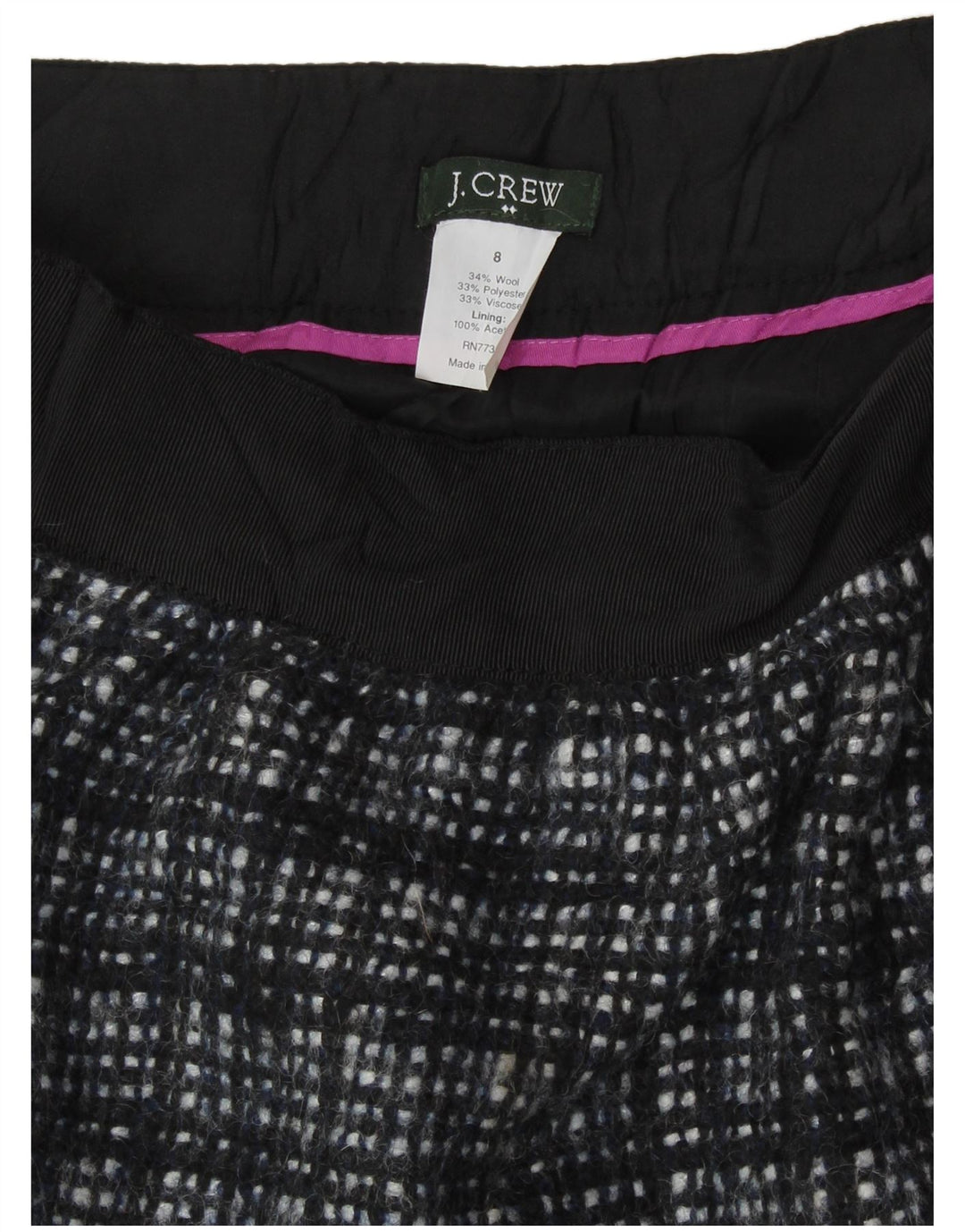 J. CREW Mini jupe femme US 8 Medium W30 laine à carreaux noir