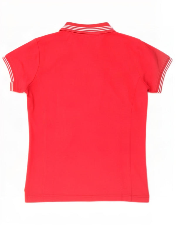 Champion Womens Easy Fit Polo Shirt UK 12 Medium Red Striped Cotton
