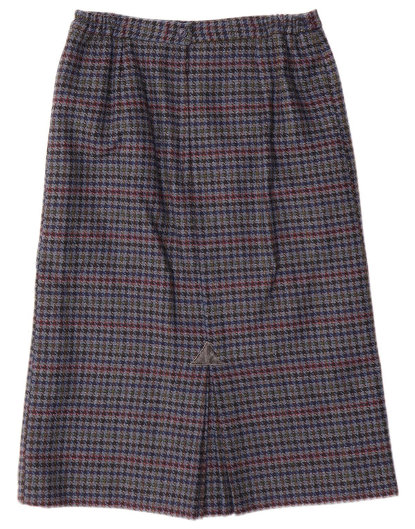 Vintage Womens Pencil Skirt UK 14 Medium W28 Blue Houndstooth