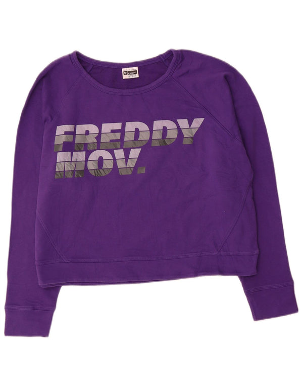 Freddy Sweat-shirt court graphique pour femme UK 12 en coton violet moyen