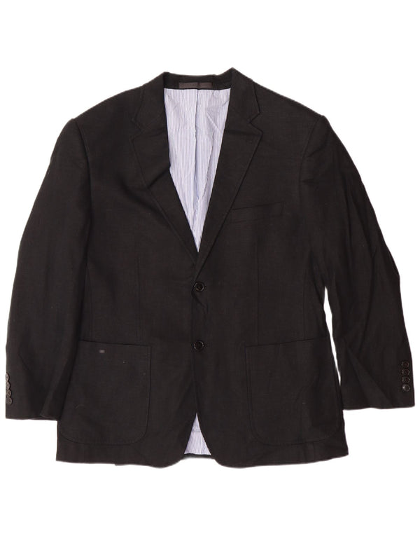 MARKS & SPENCER Veste Blazer 2 Boutons Homme UK 40 Grand Lin Noir