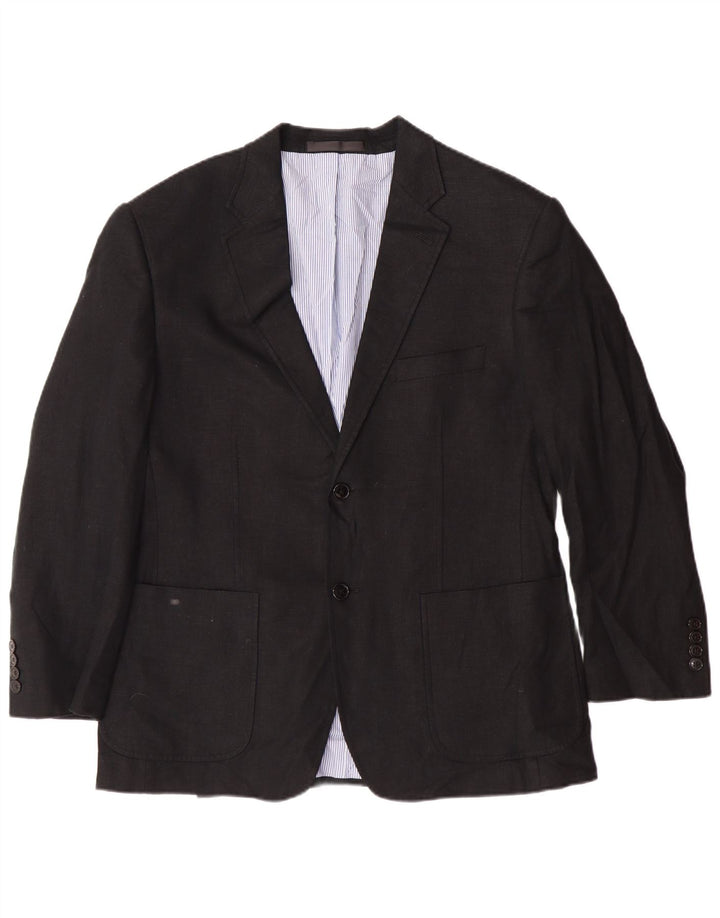 MARKS & SPENCER Veste Blazer 2 Boutons Homme UK 40 Grand Lin Noir