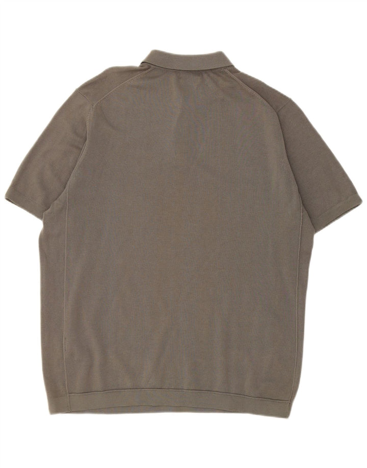 Massimo Dutti Pull à manches courtes et col polo pour homme Gris moyen Coton